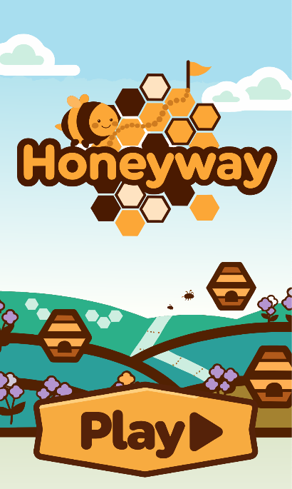Honeyway game title screen with a bee and honeycomb logo